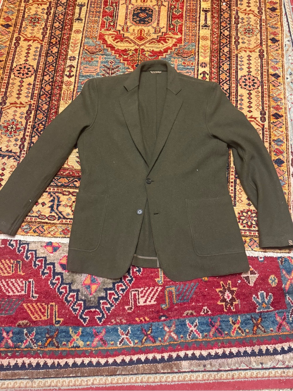 Billy Reid Olive Green Patch-Pocket Blazer